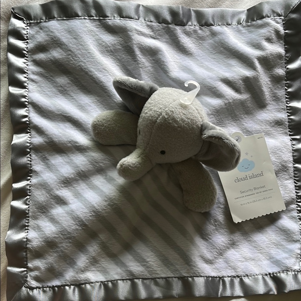 Cloud Island Gray Striped Elephant Blanket